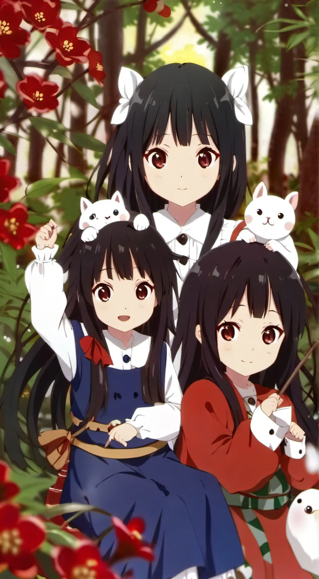 ai character: Puri, Lumi y Alba background