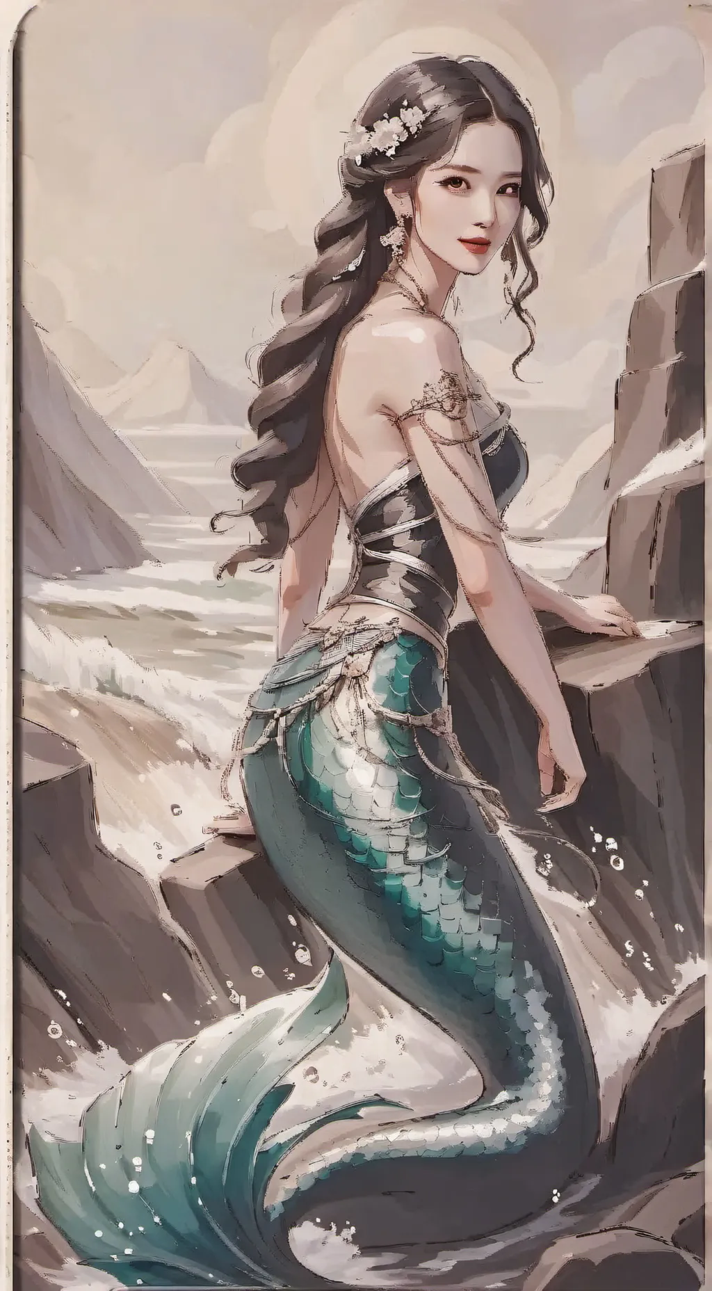 ai character: mermaid and pirate background