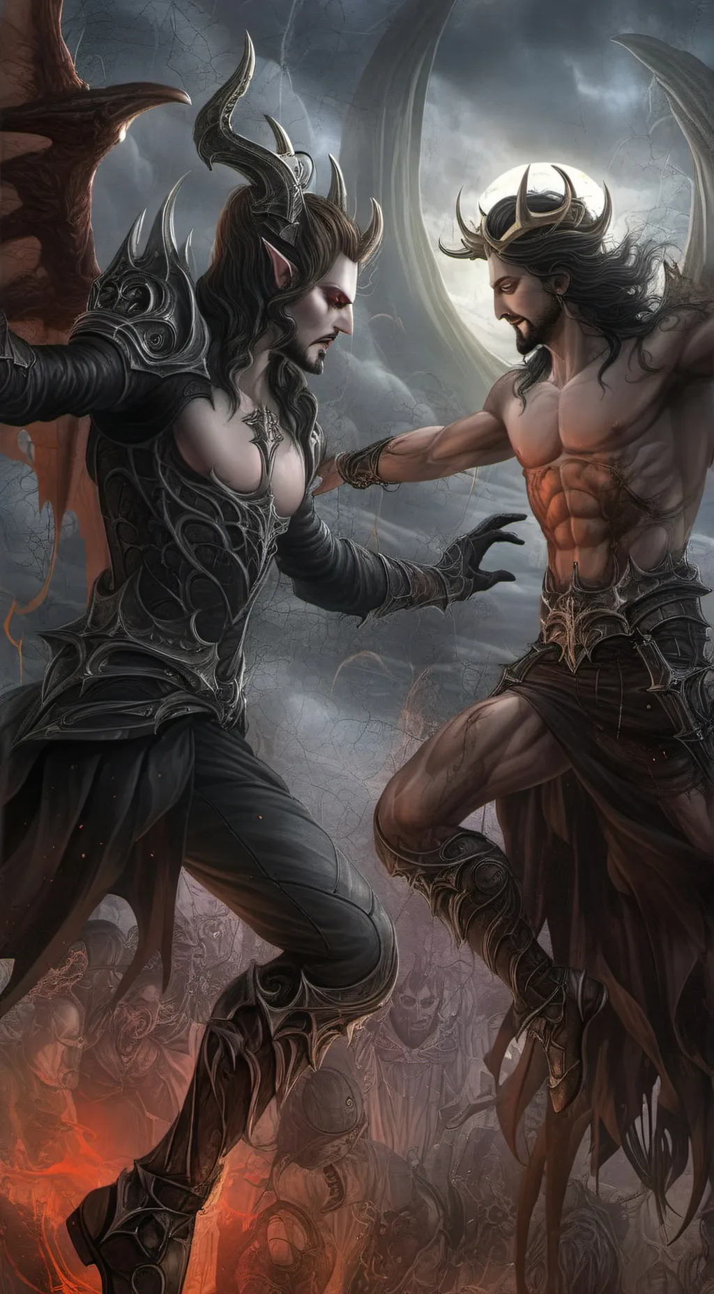 ai character: jesus vs devil background