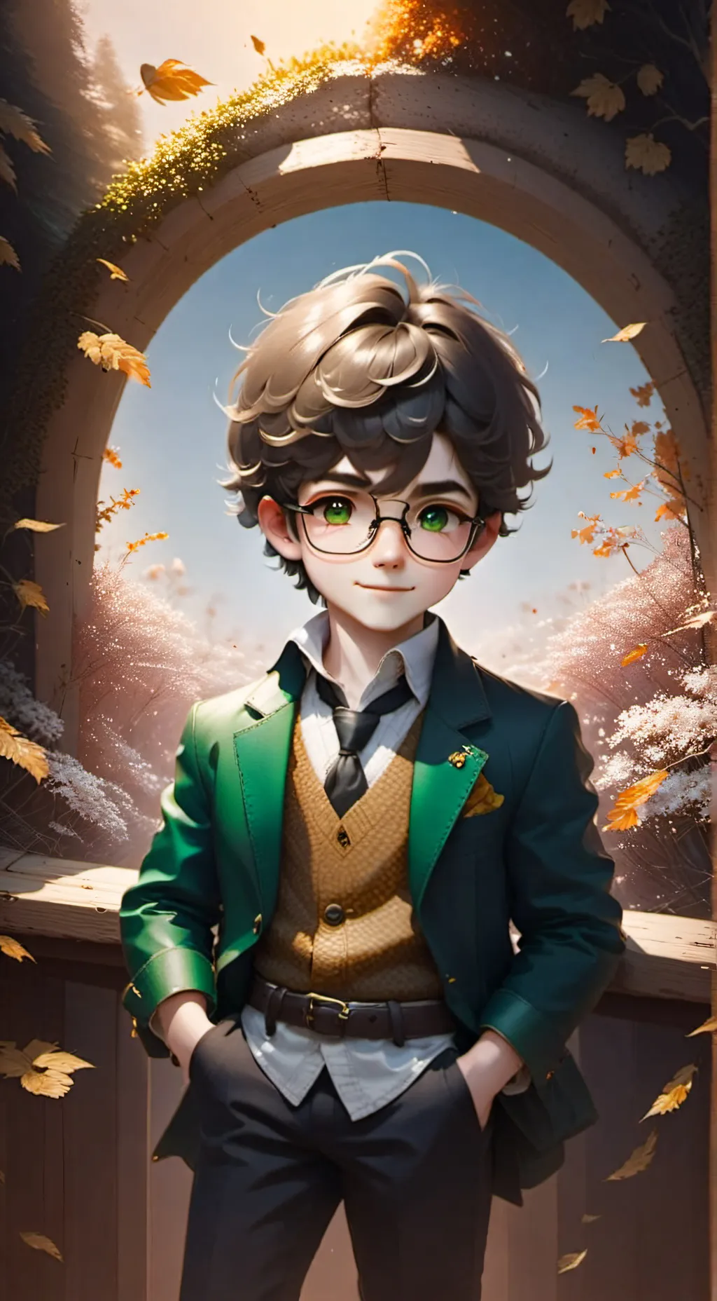 ai character: young Cashew  background