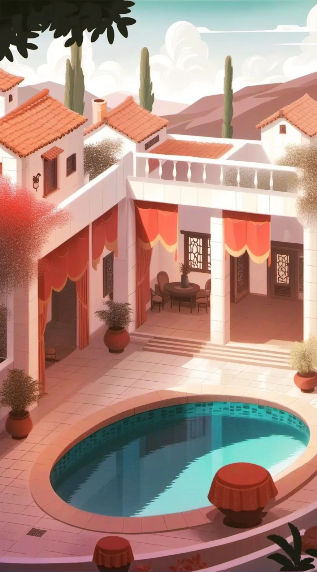 ai character: Piscina background