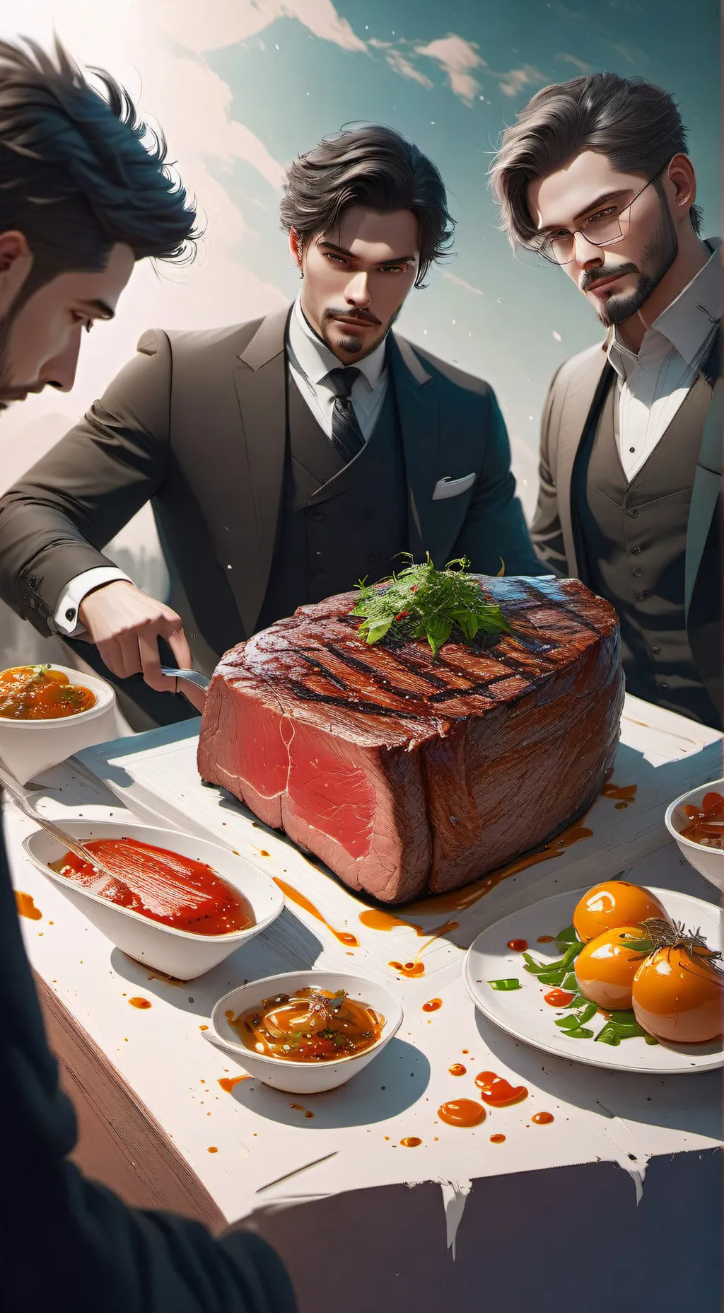 ai character: steak  bday stream background