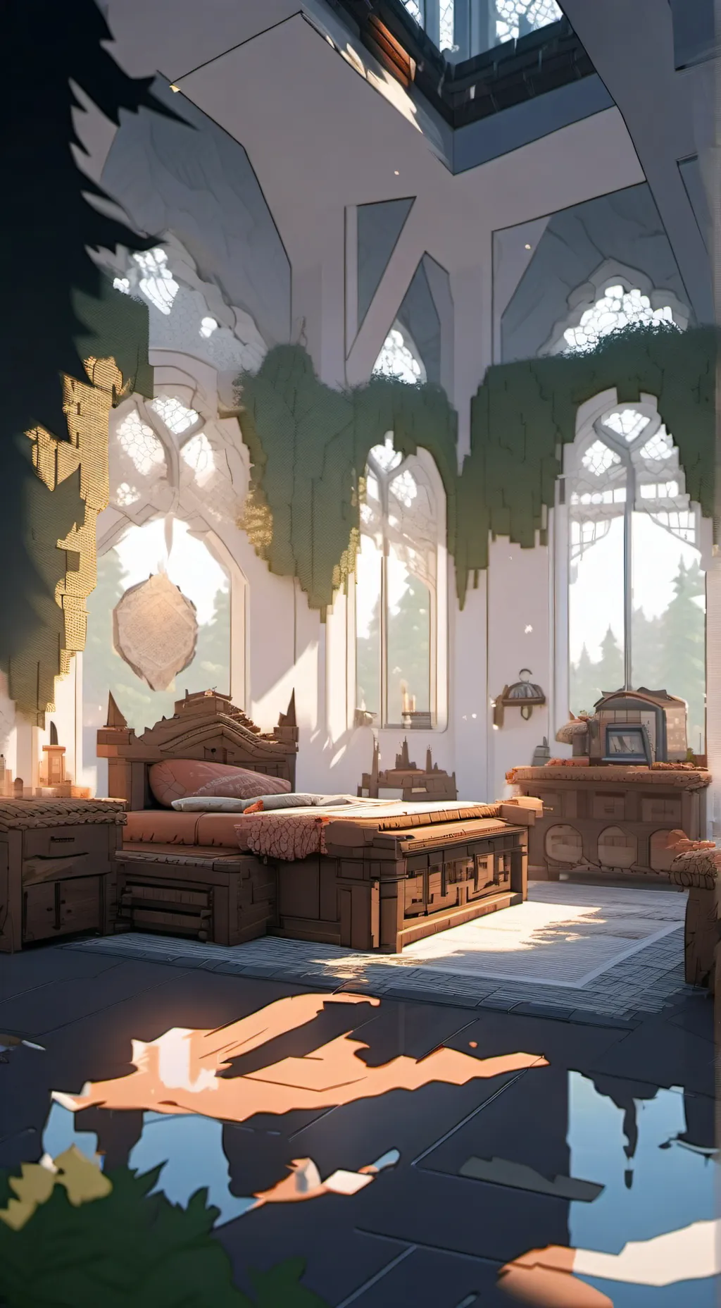 ai character: woodland mansion  background