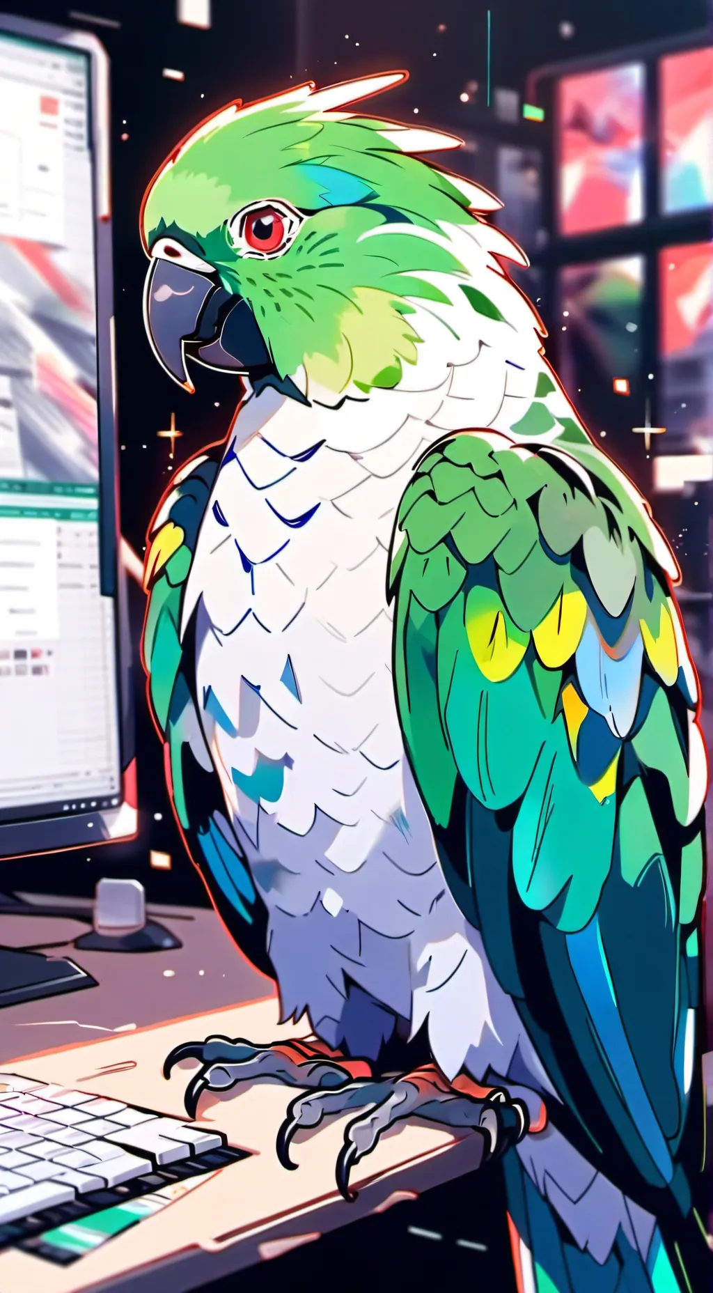 ai character: papagaio verde background