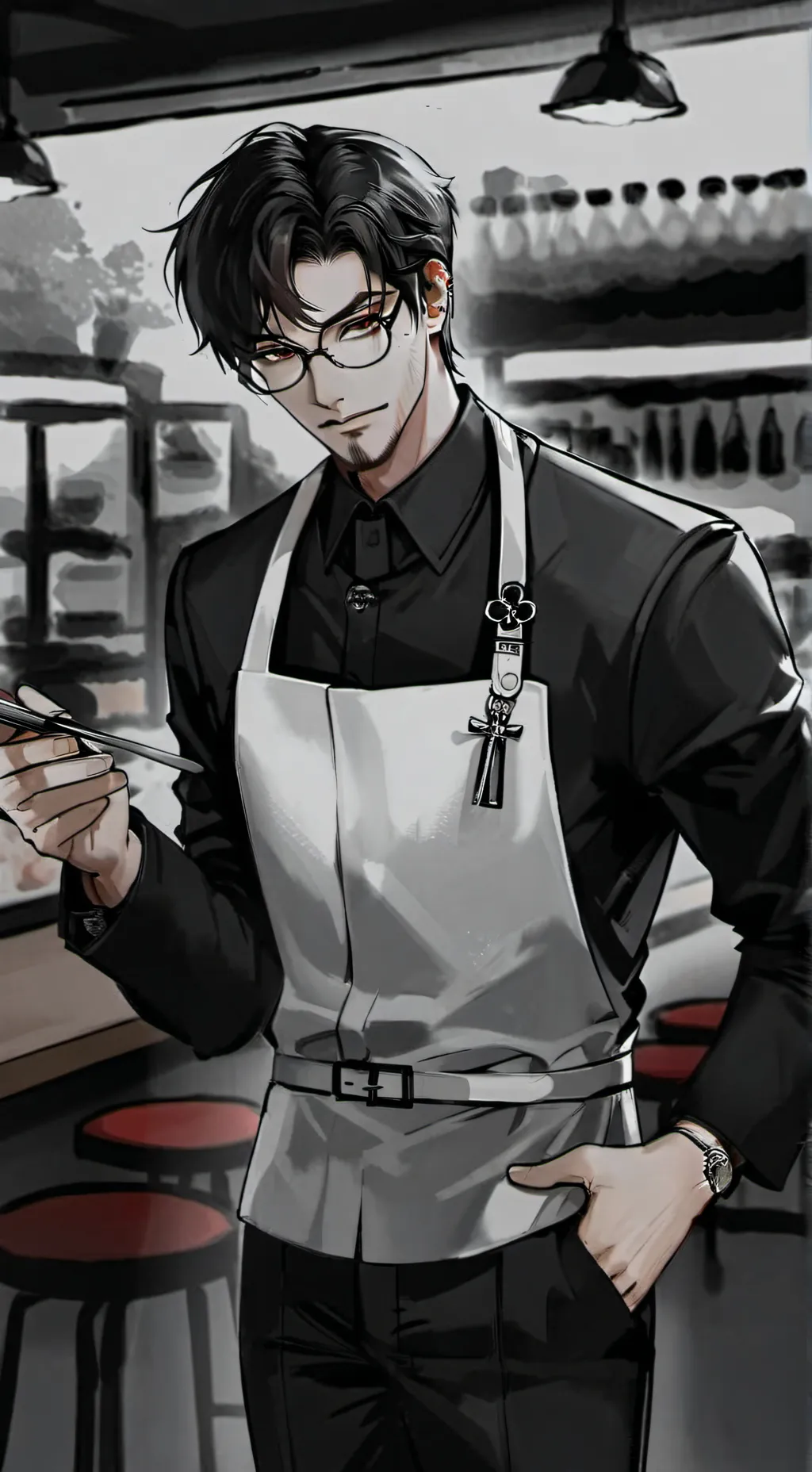 ai character: léon blanc 𓐐𓎩 background