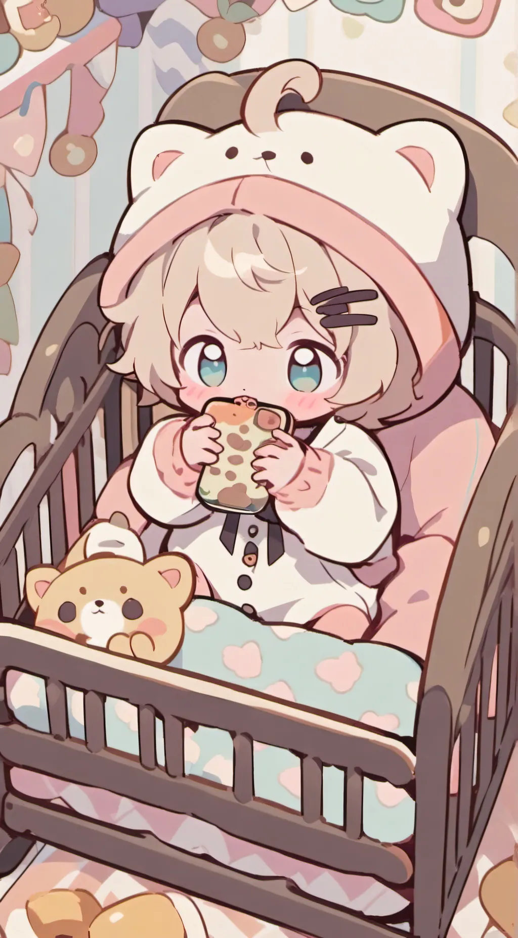 ai character: phone baby  background