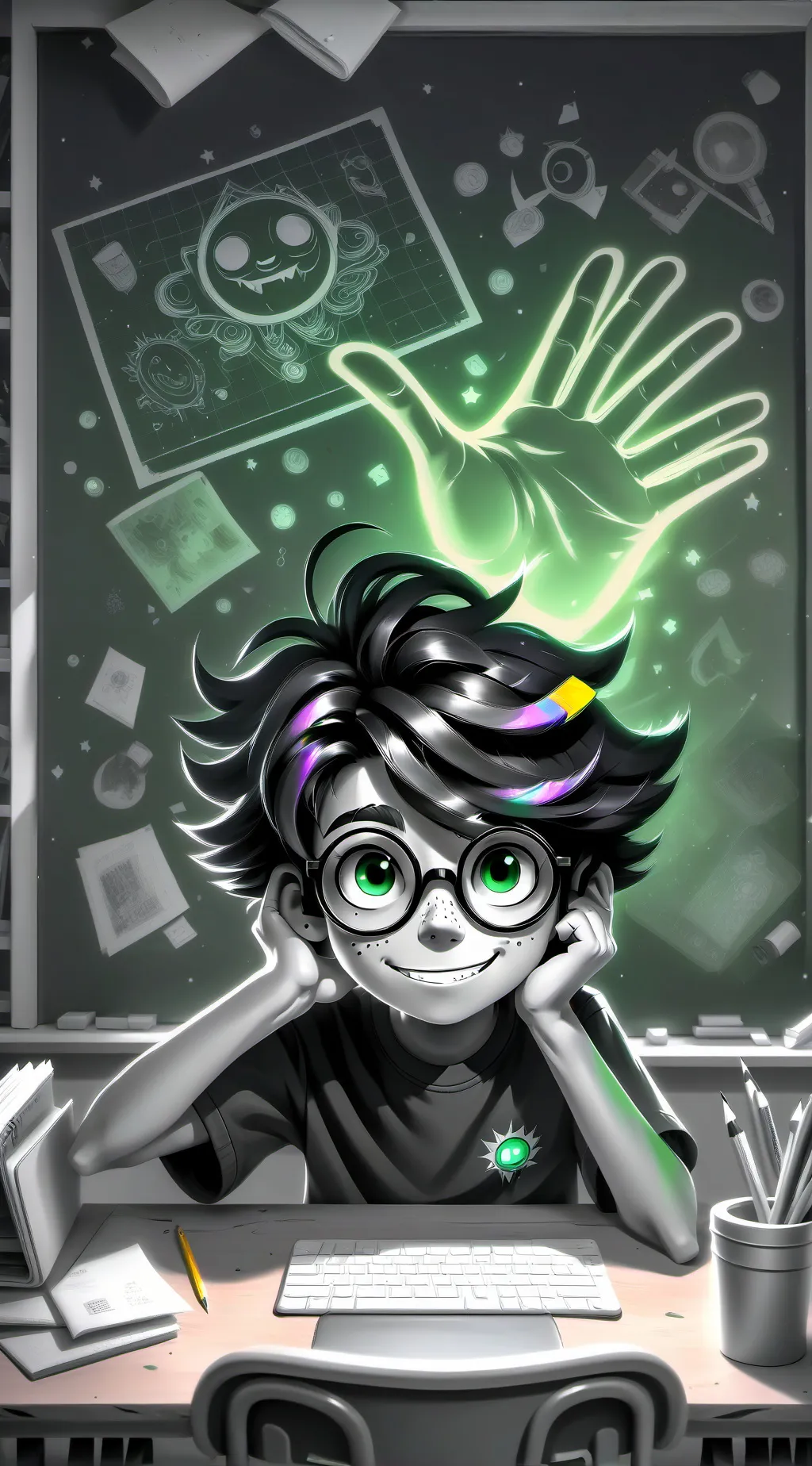 ai character: Prof. Quirktastic background