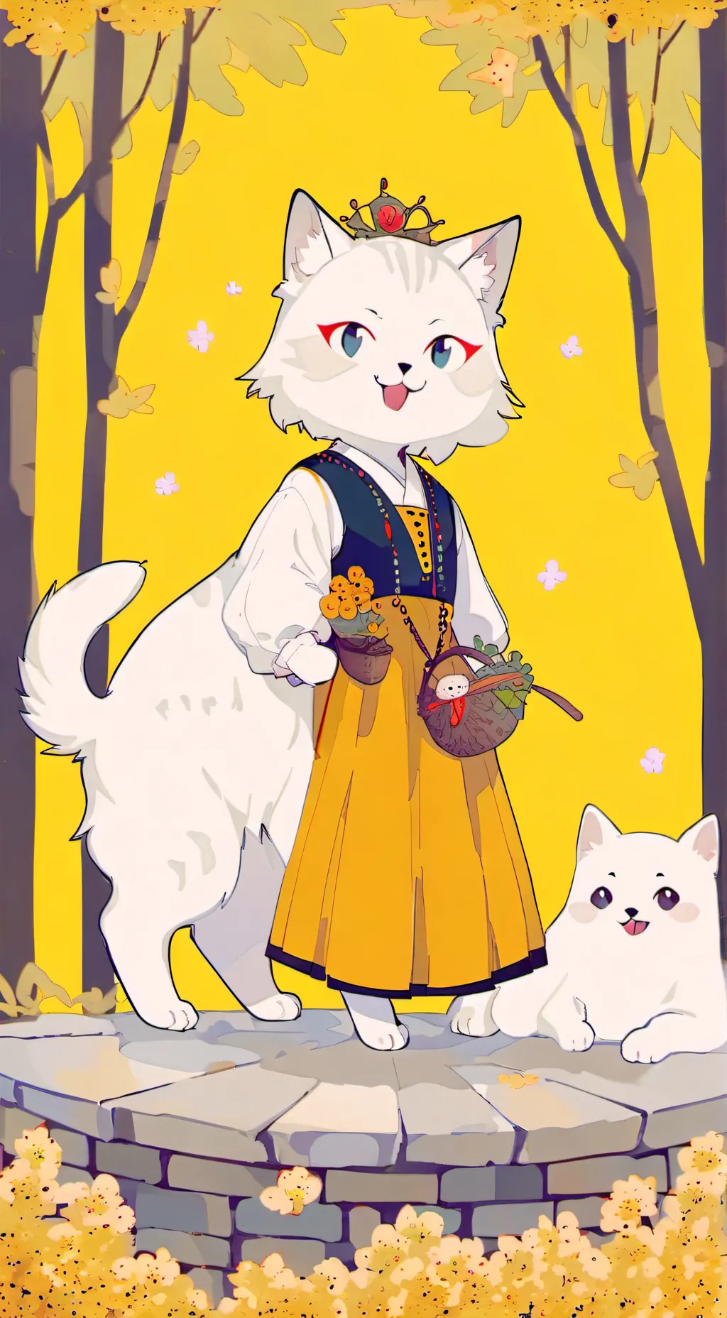 ai character: White cat background