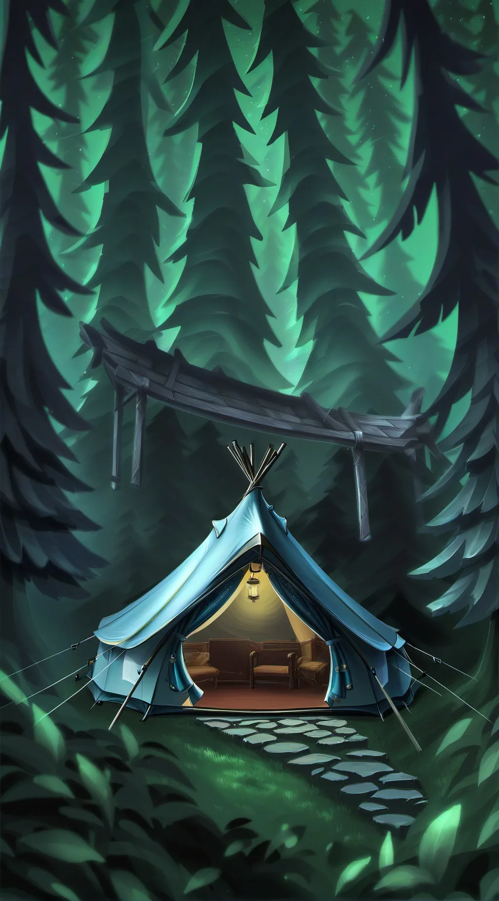 ai character: BTS camping background