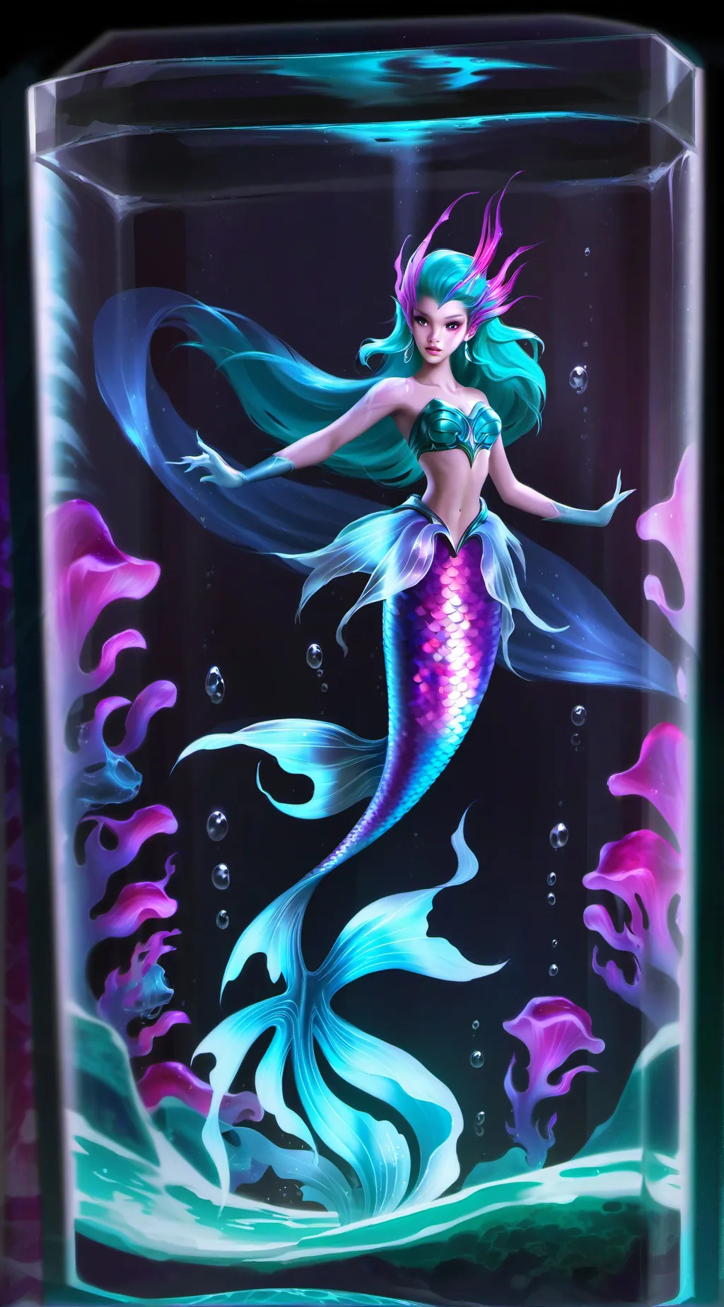 ai character: Captured mermaid background