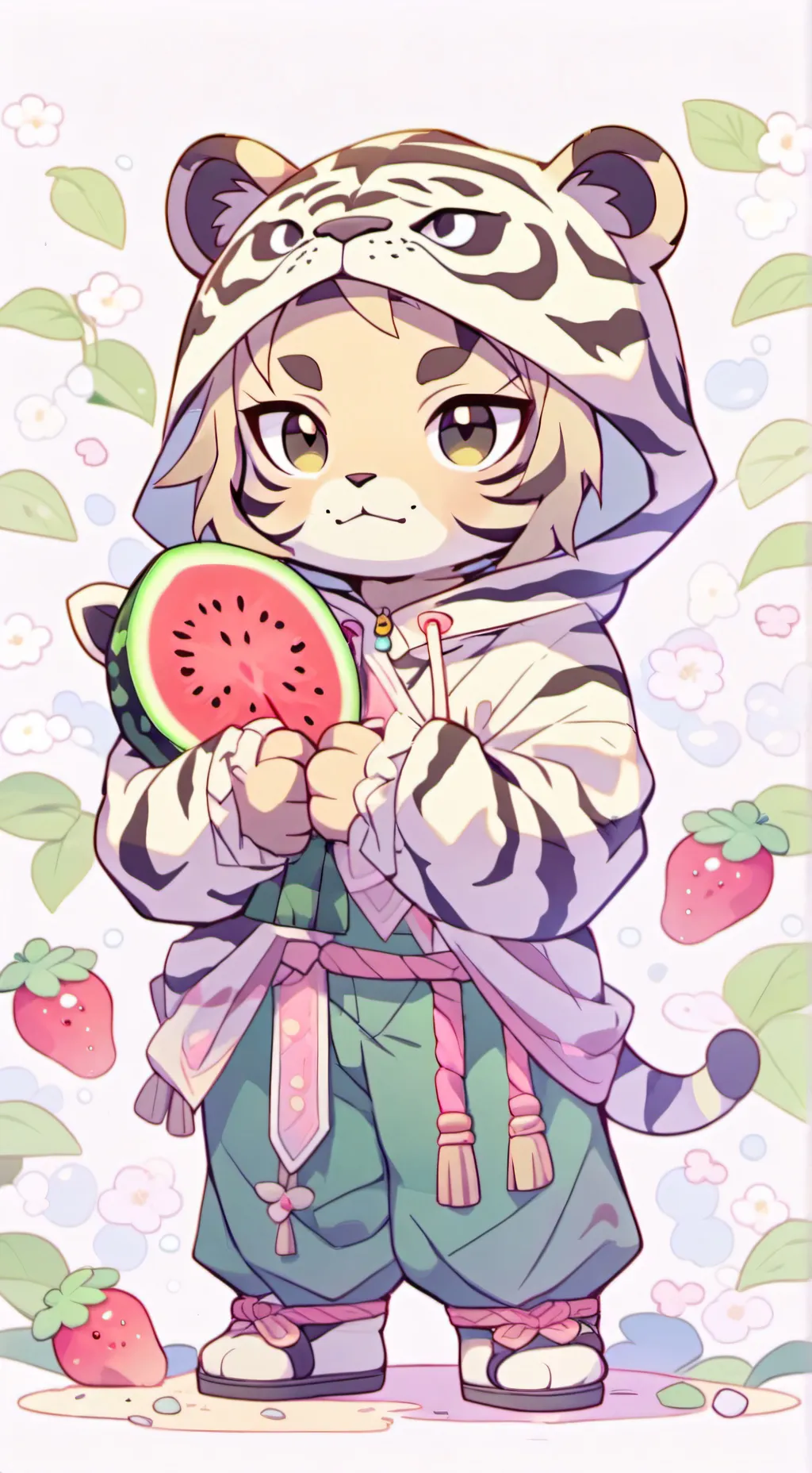 ai character: tigri watermelini background