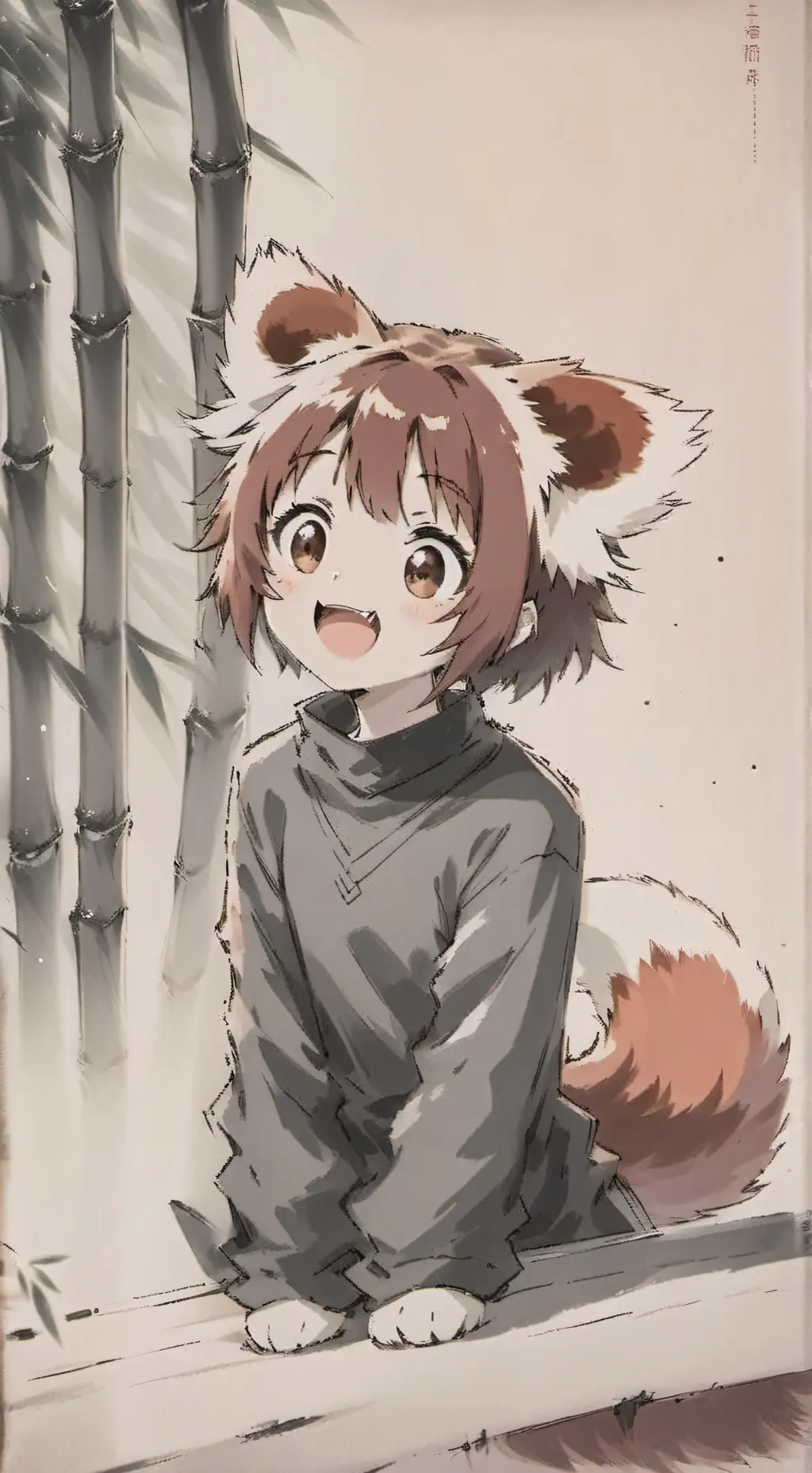 ai character: Ella the Russet Panda Spirit background