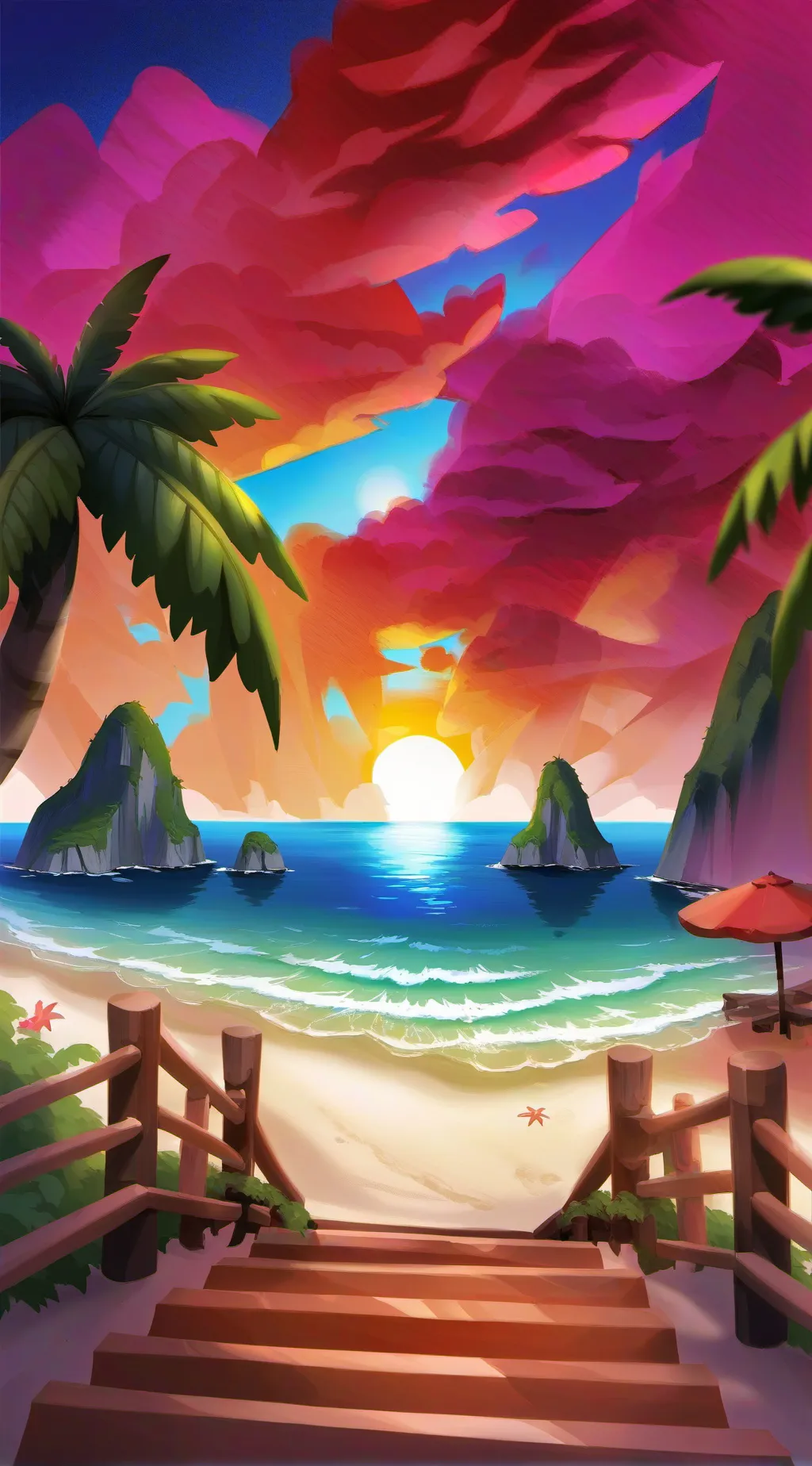 ai character: Forsaken beach day background