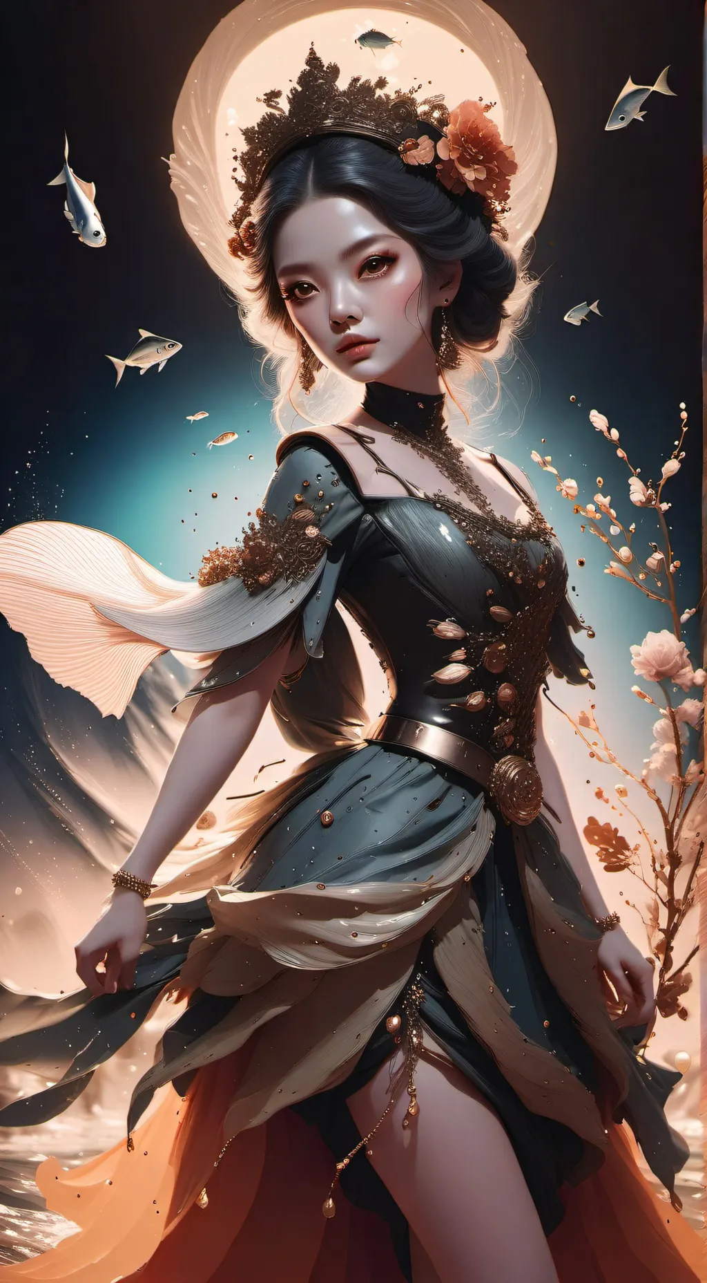 ai character: Secky fish background