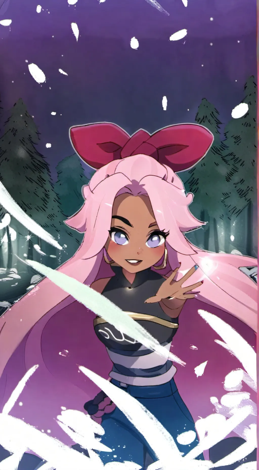 ai character: girl in the snow background