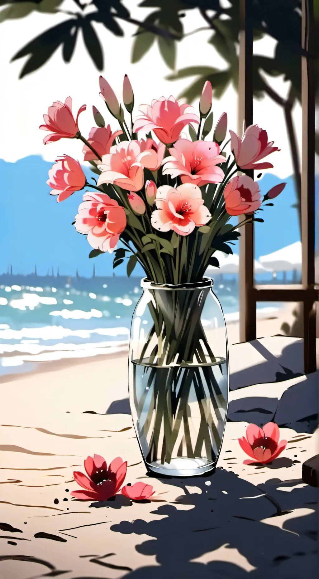 ai character: flowers background