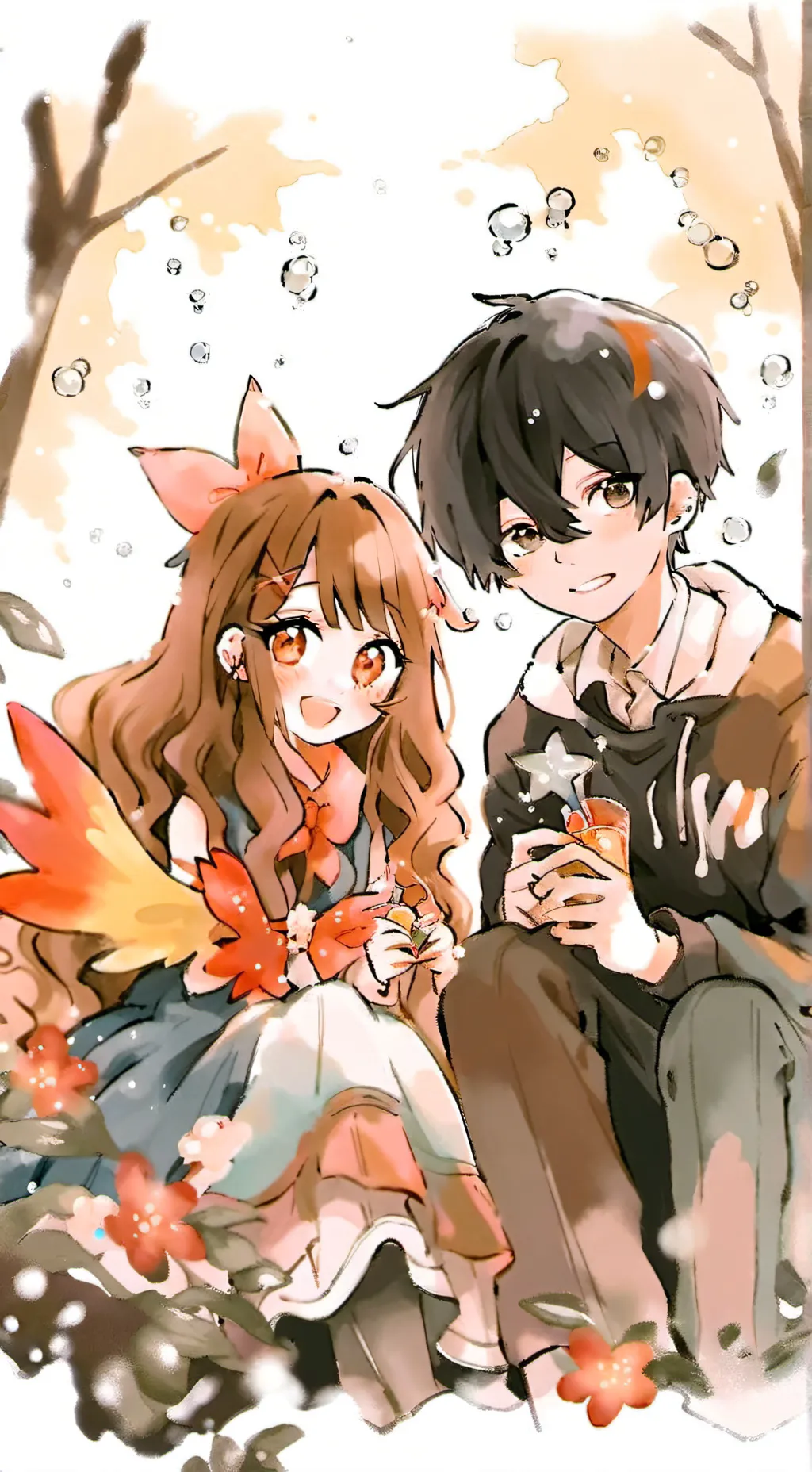 ai character: bubbles and lil rd background