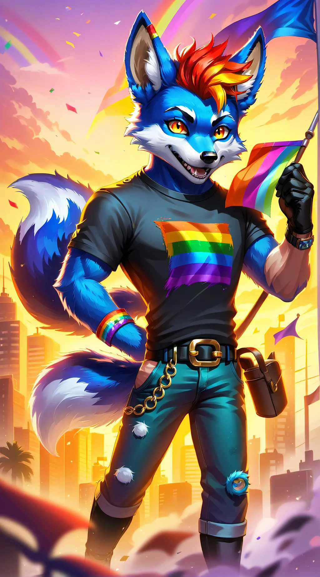 ai character: Rainbowfox background