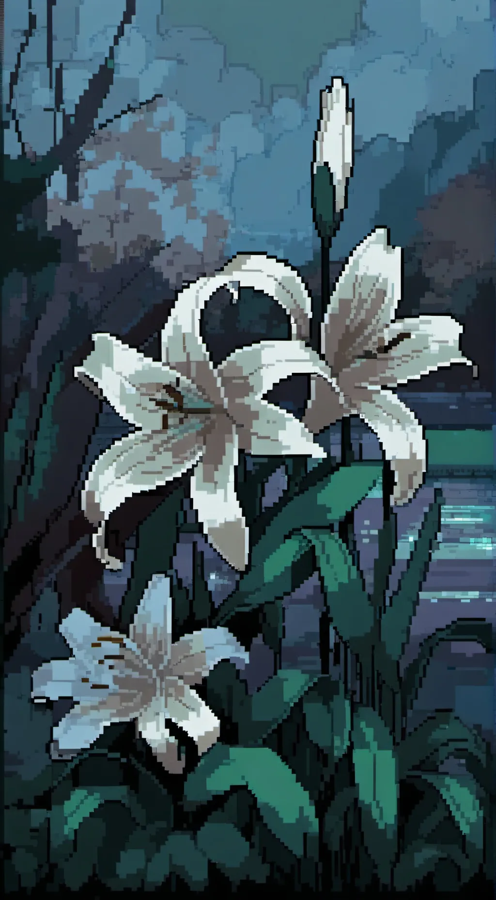 ai character: 𓆸 White Lily 𓆸 background