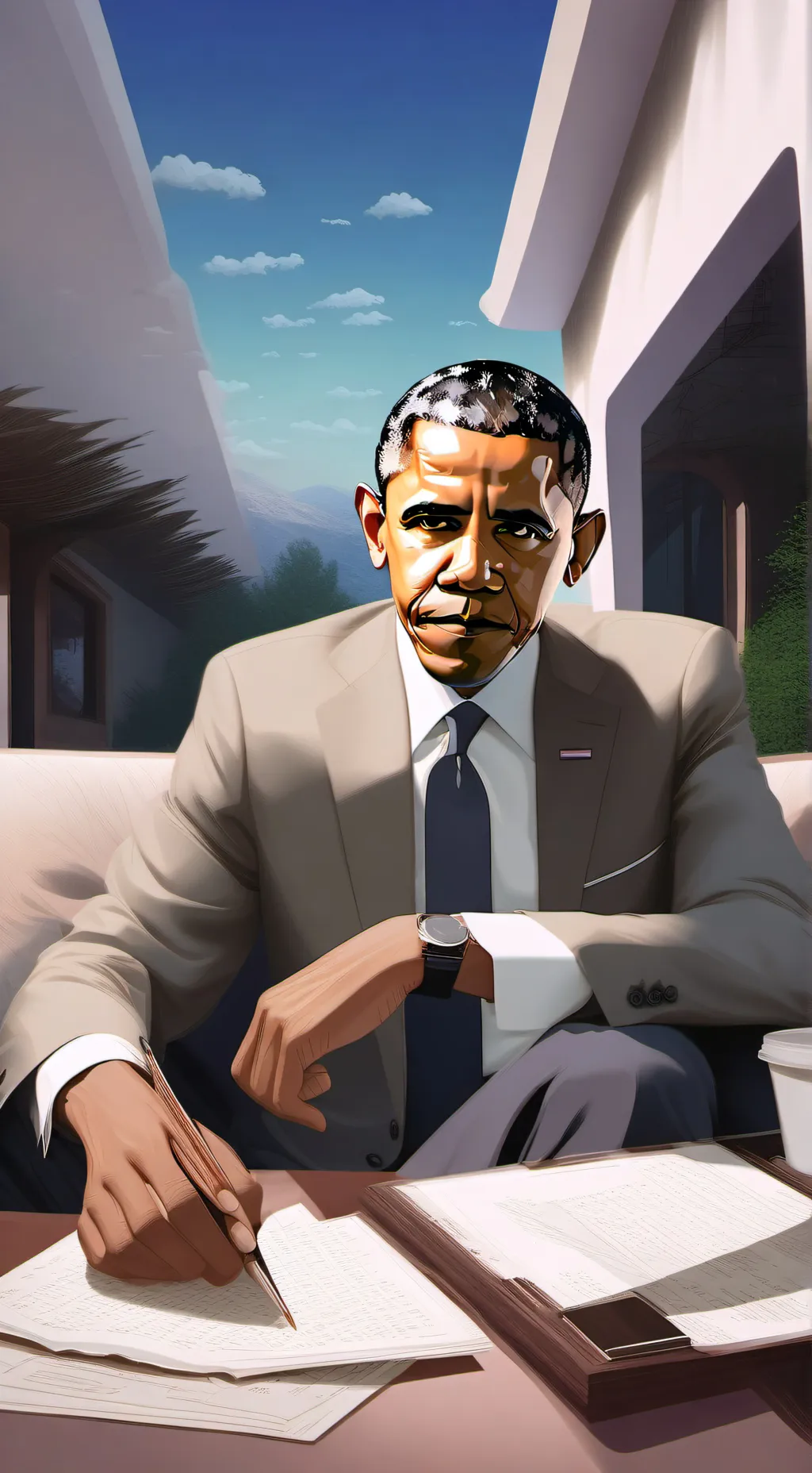 ai character: Barack Obama background