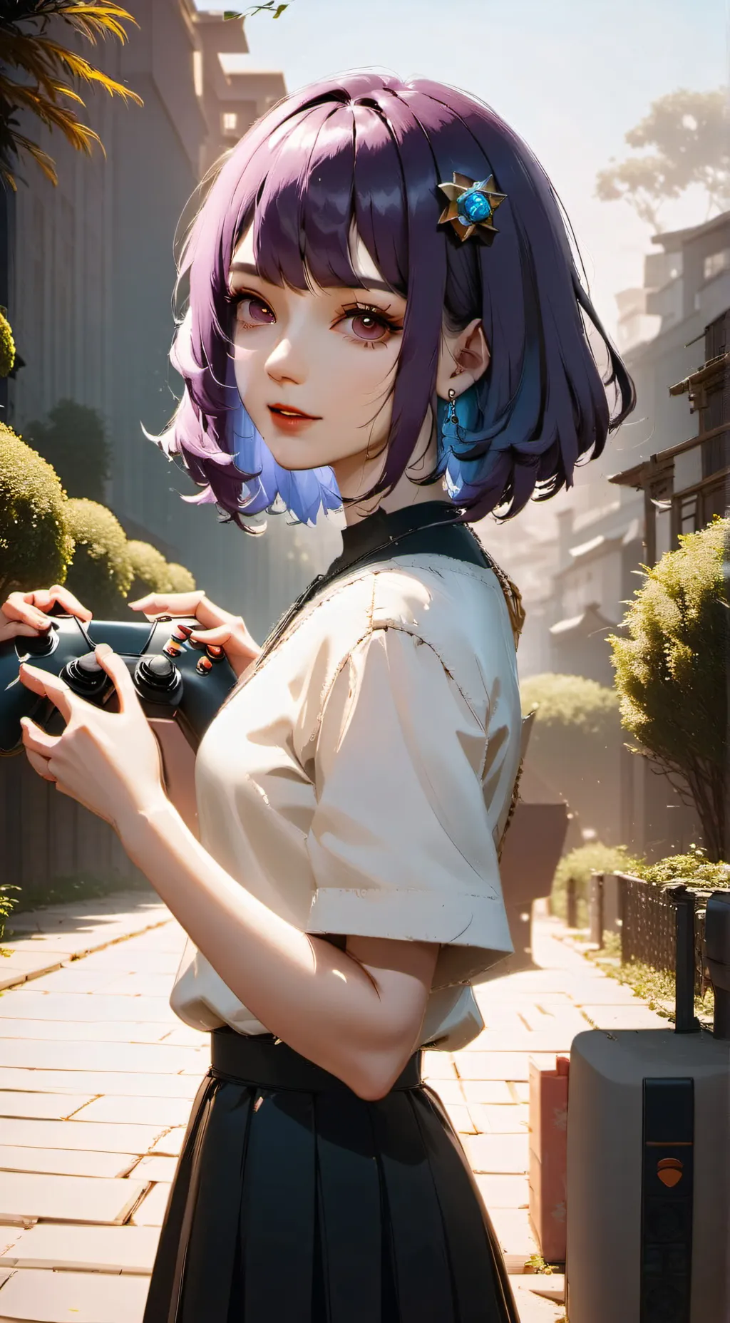 ai character: Violett game girl background