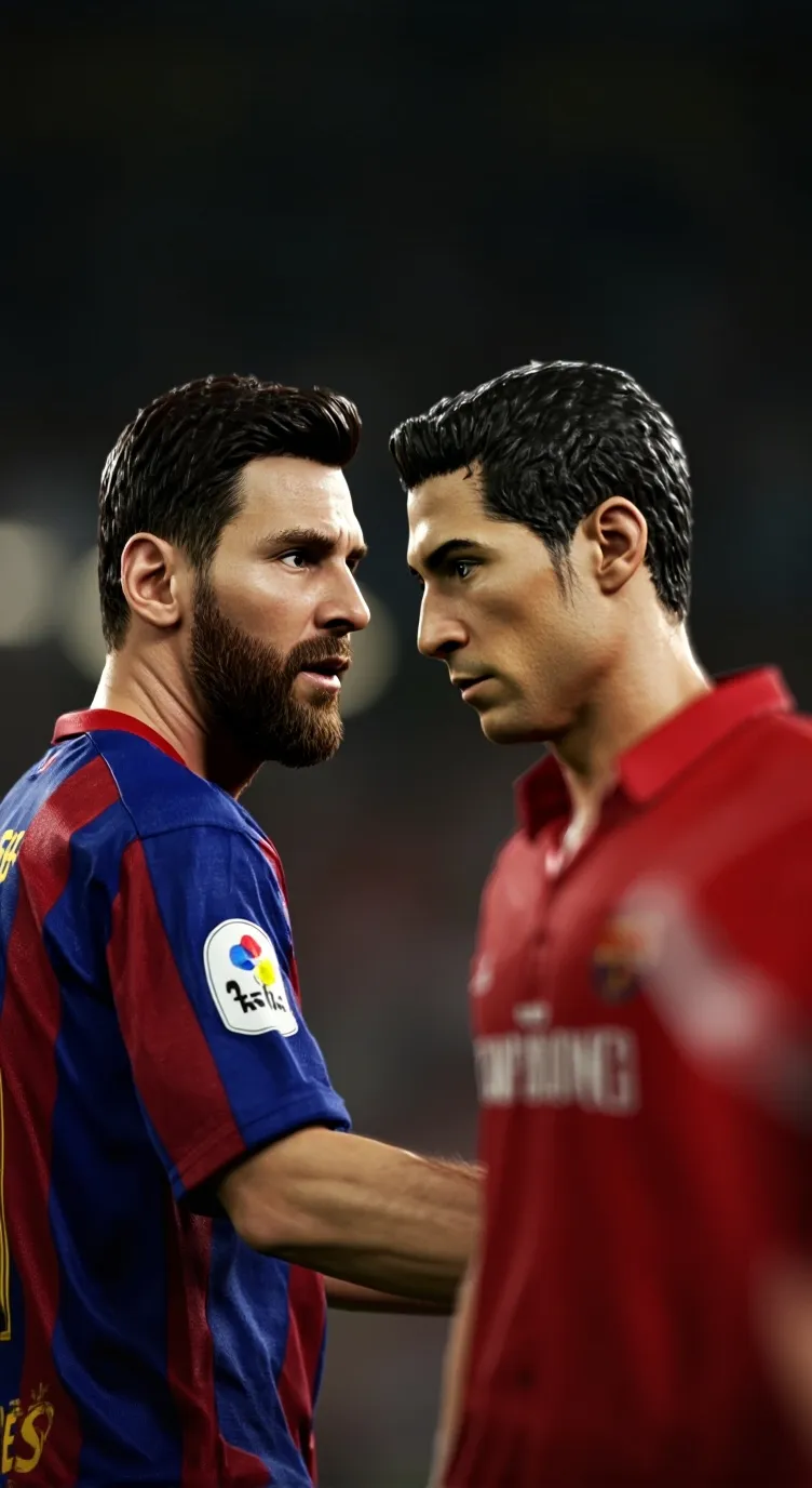 ai character: Messi and Ronaldo background