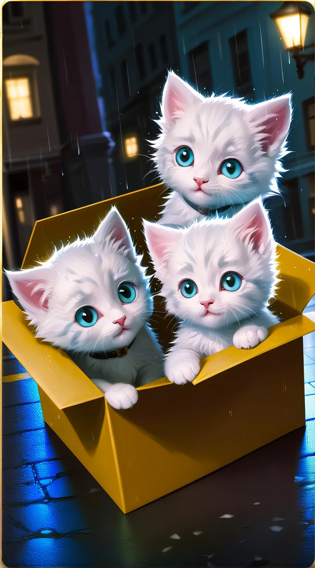 ai character: 3Kittens in a box background