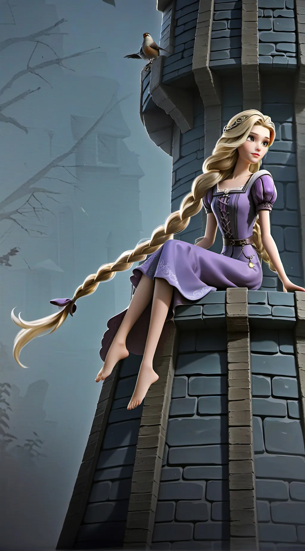 ai character: RAPUNZEL  background