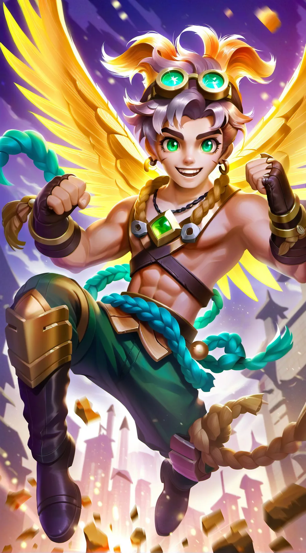 ai character: golden background