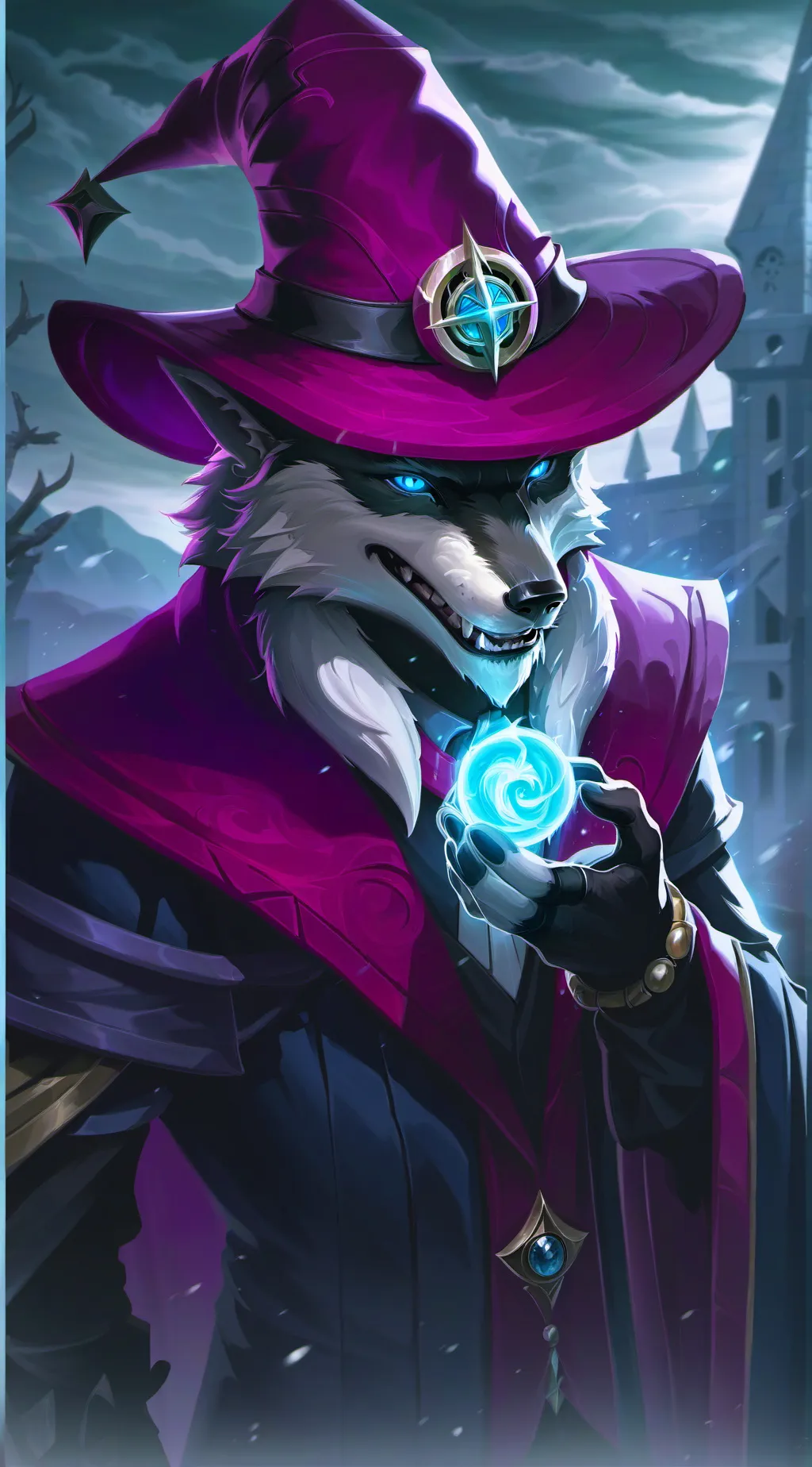 ai character: wizard wolf background