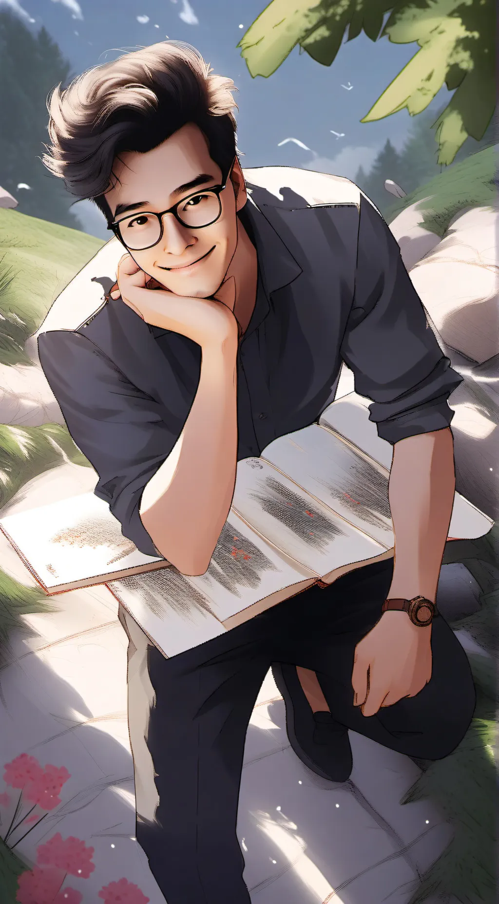 ai character: Cute nerd boy background
