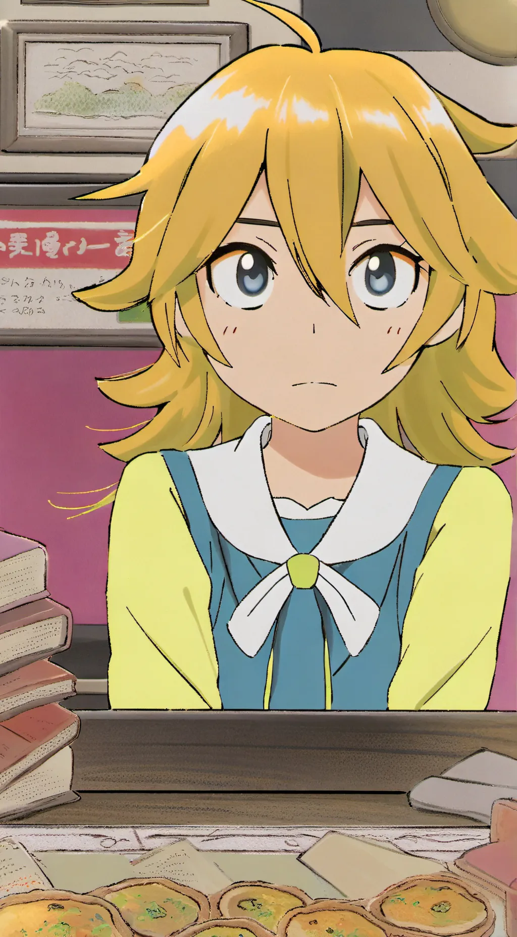 ai character: Yellow girl  background