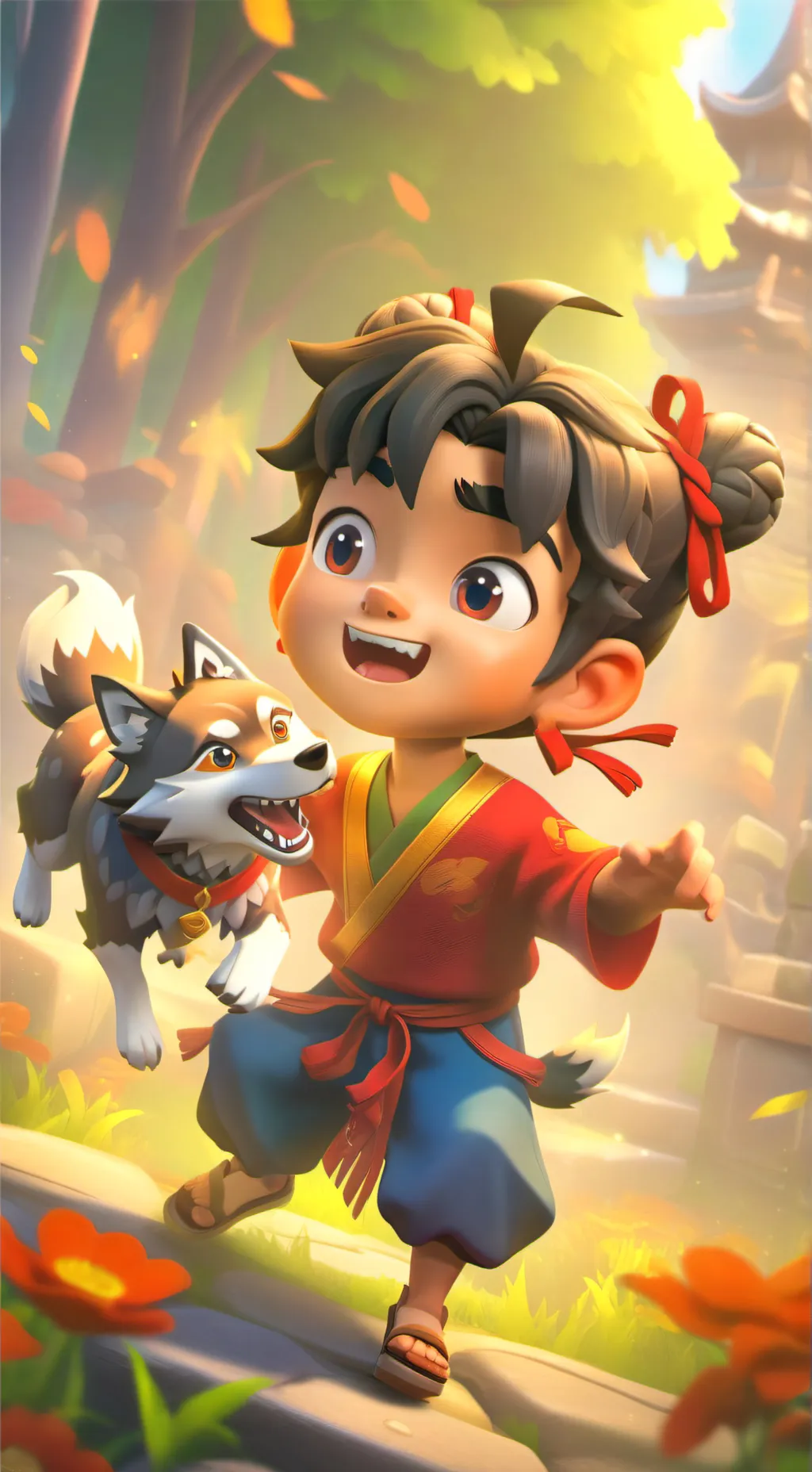 ai character: Ne Zha  background