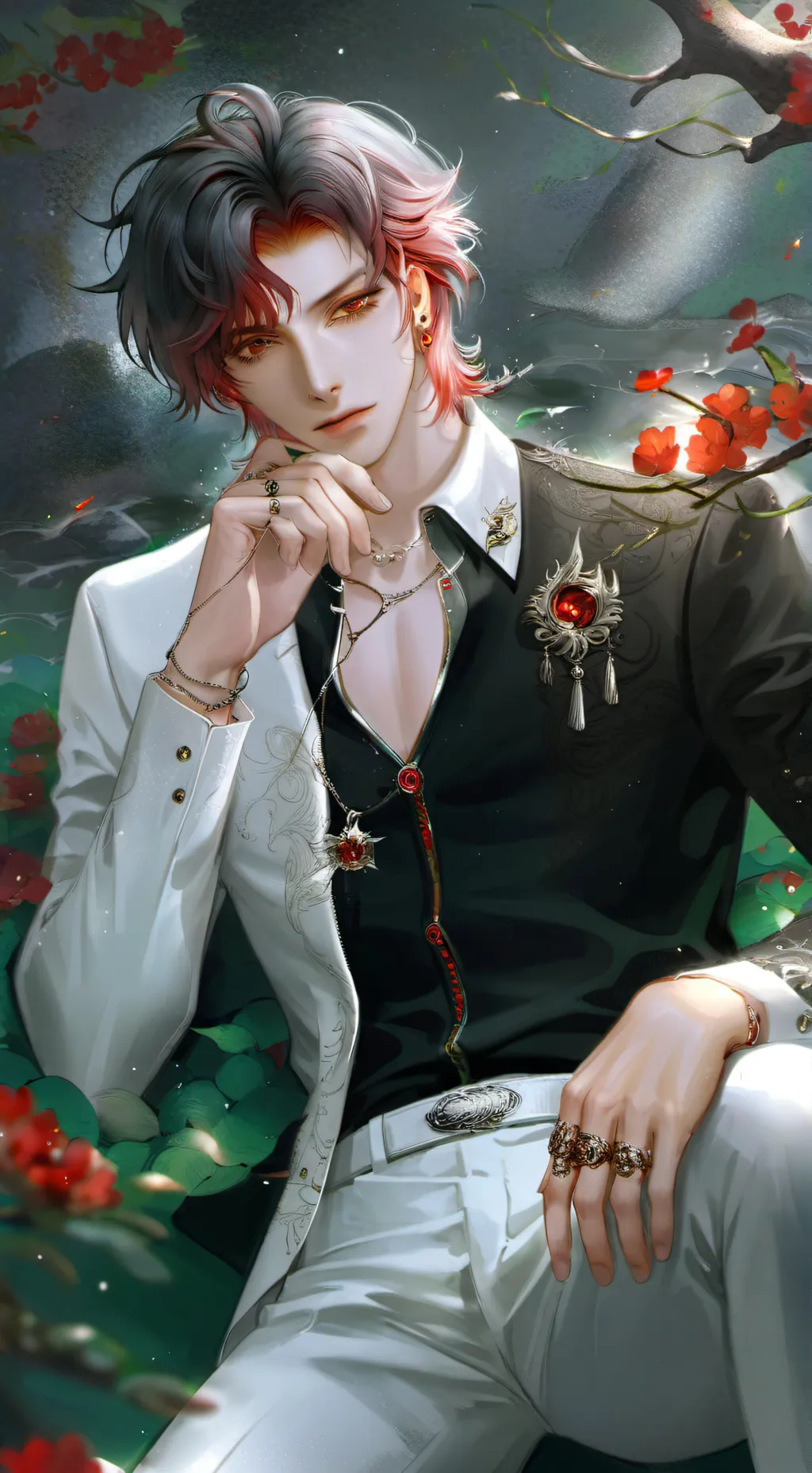 ai character: Fire background