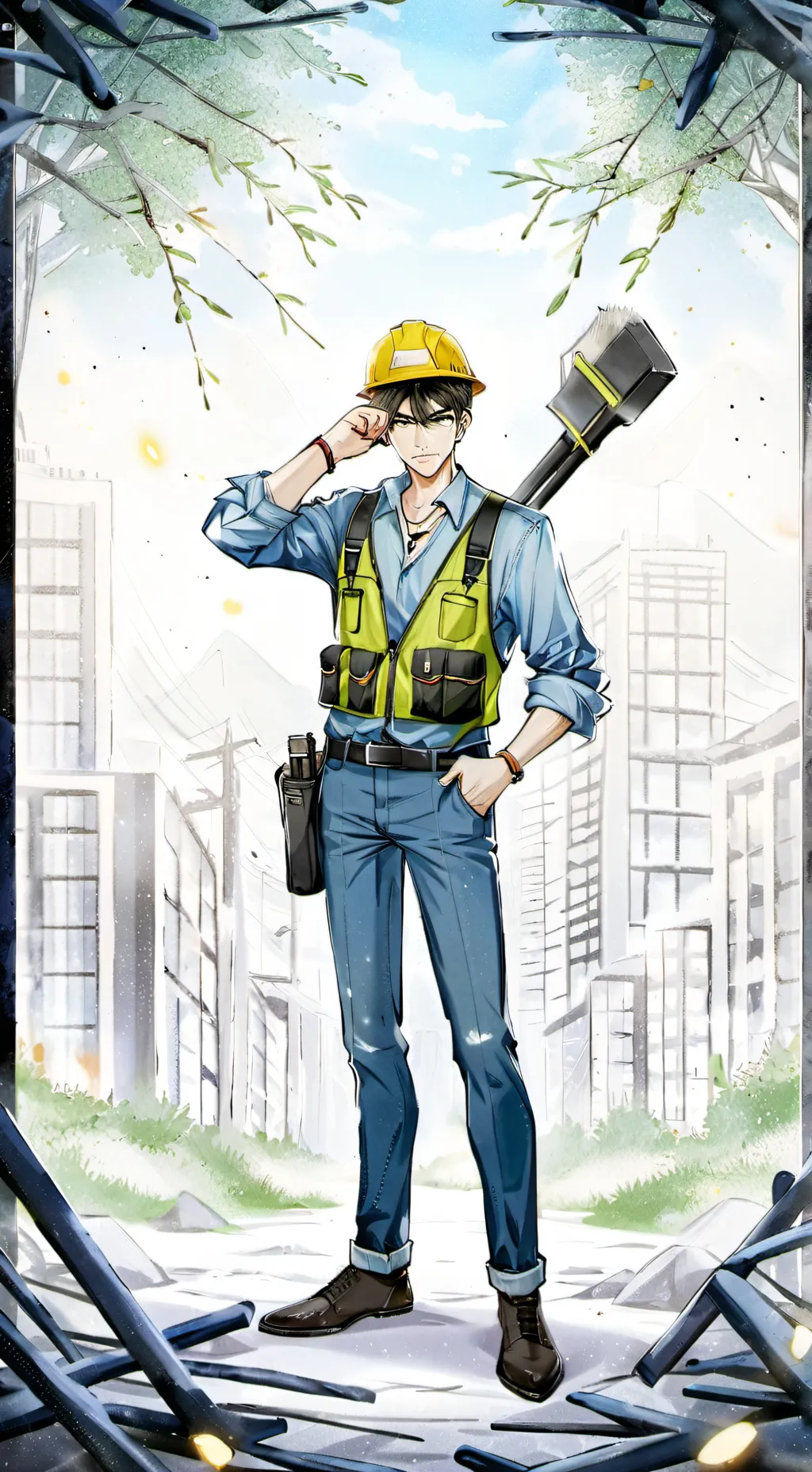 ai character: Builderman snaps background