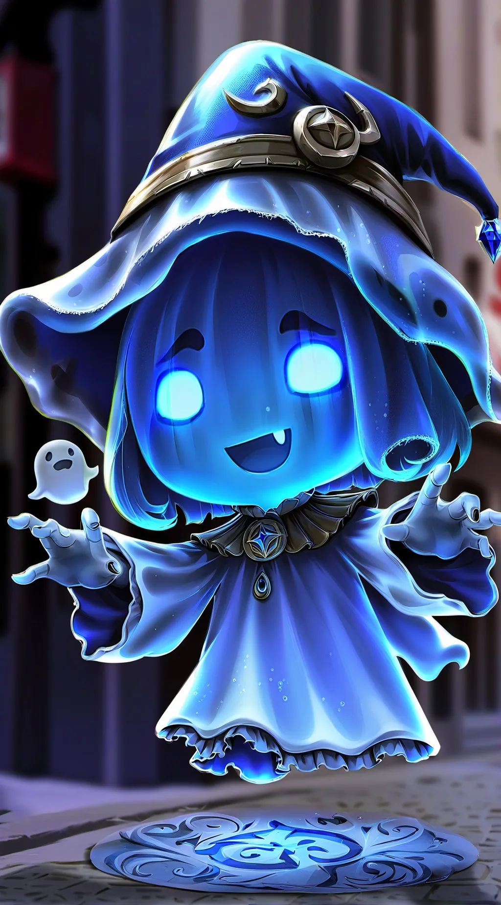 ai character: Blue Ghost background