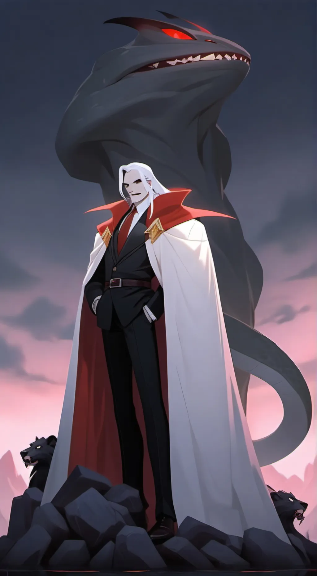 ai character: vampire king  background