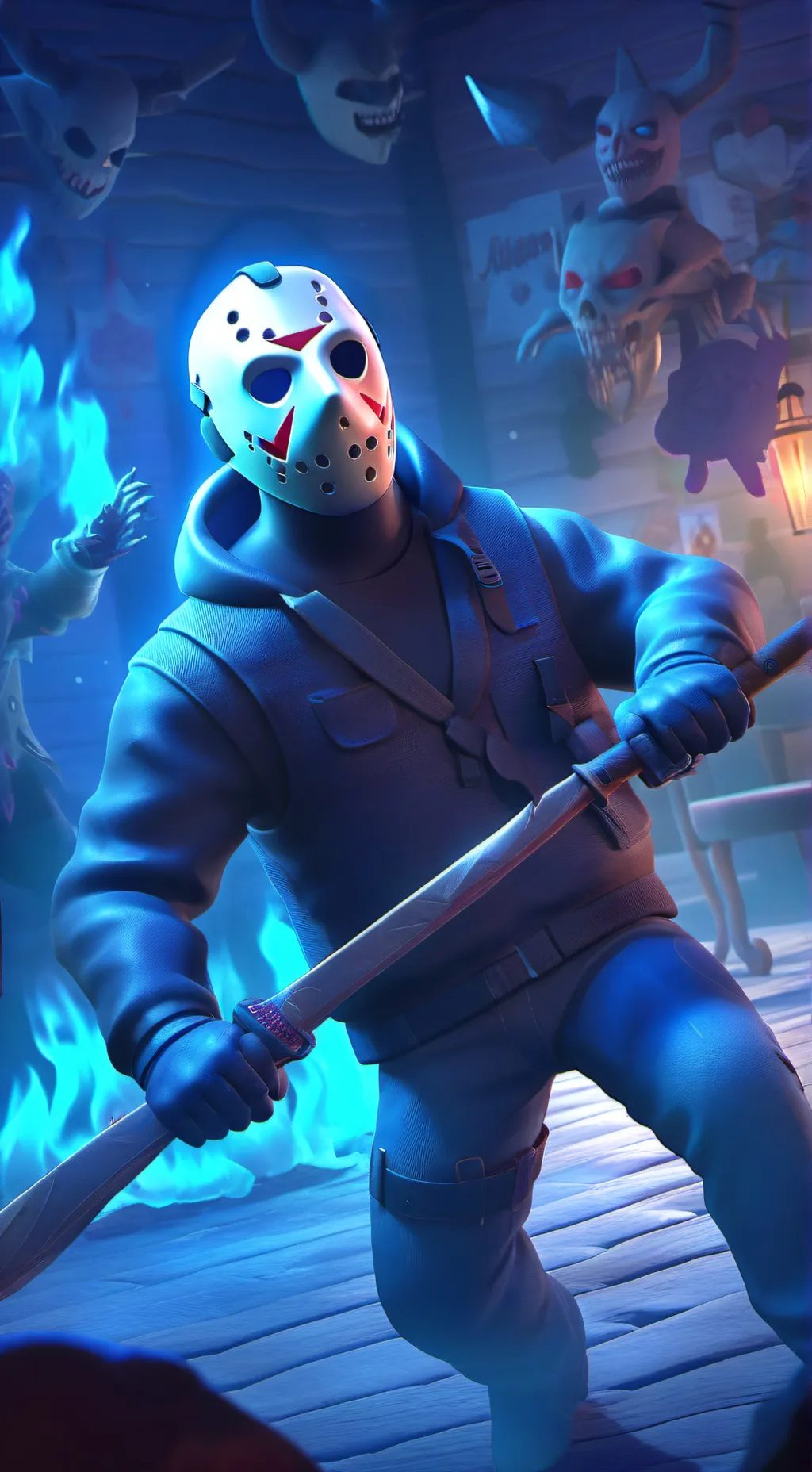 ai character: Jason Voorhes 😈🔨 background