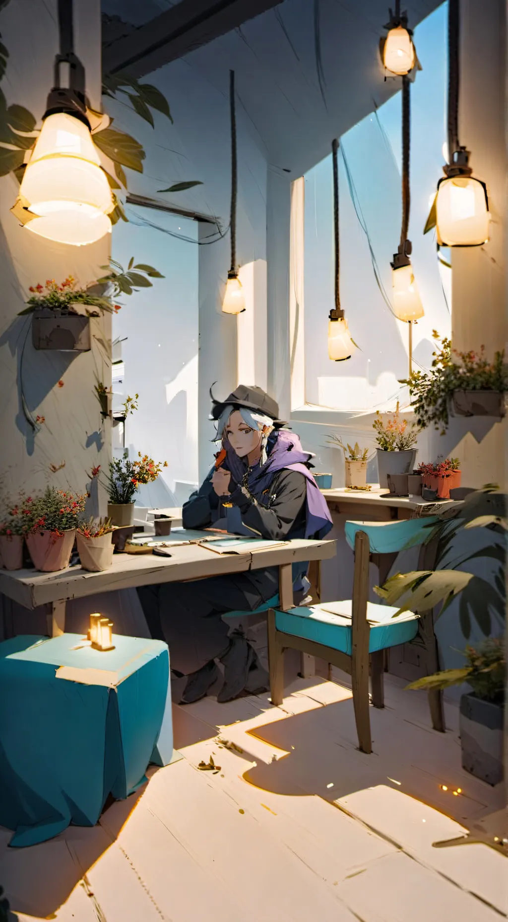 ai character: sky berry. school background