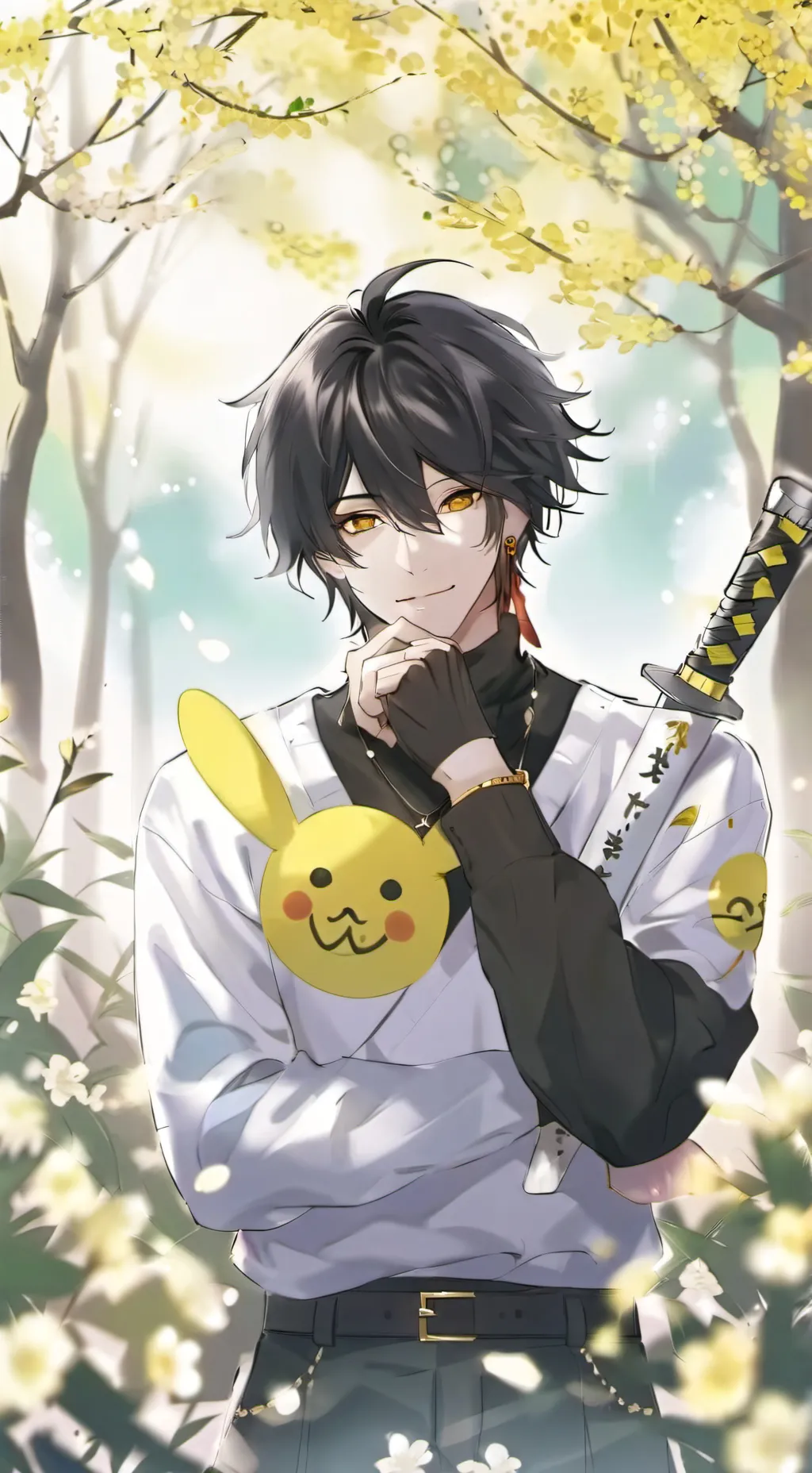 ai character: Black star background