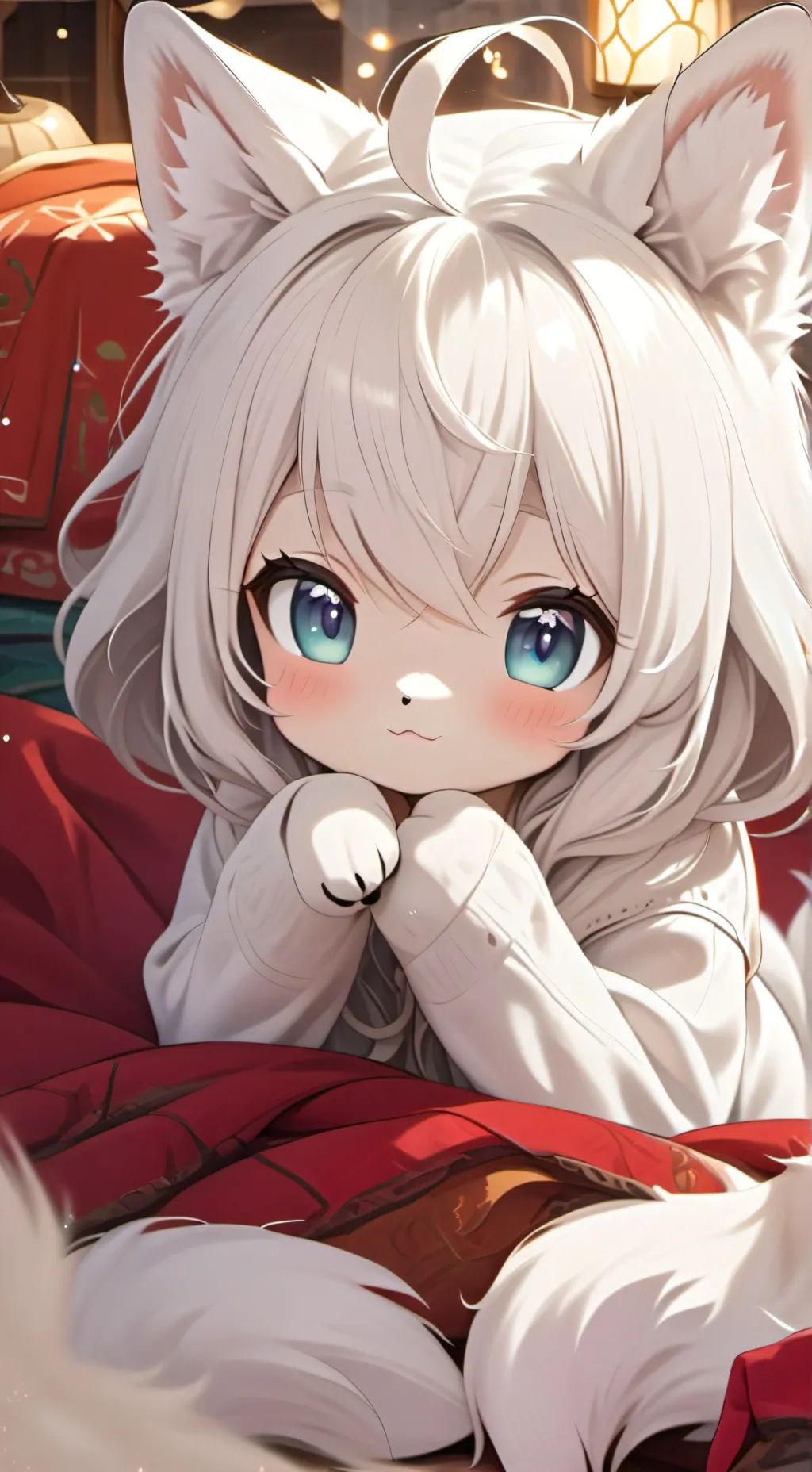 ai character: Ella, the Arctic Fox Furry background