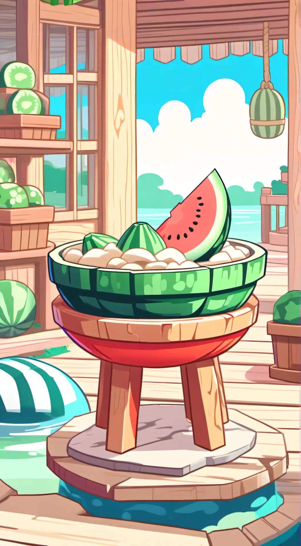 ai character: Melon sandbox background