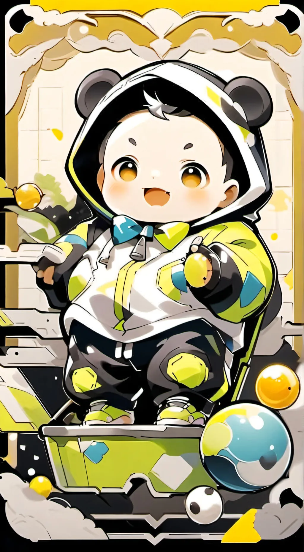 ai character: FAT BABY  background