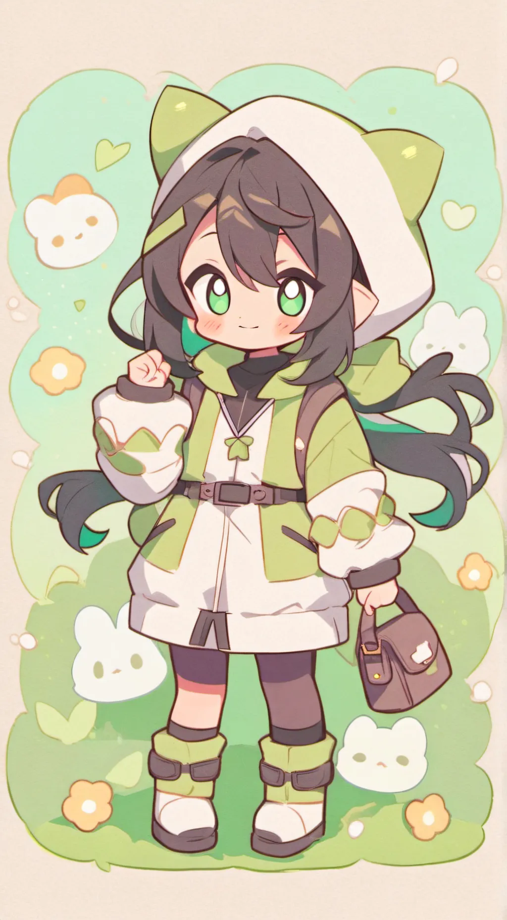 ai character: Frog girl background