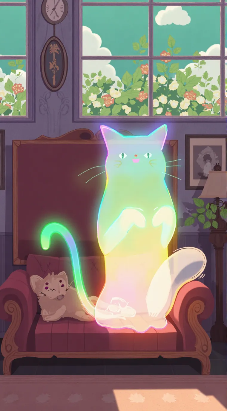 ai character: rainbow cat 🌈🌈 🌈 background
