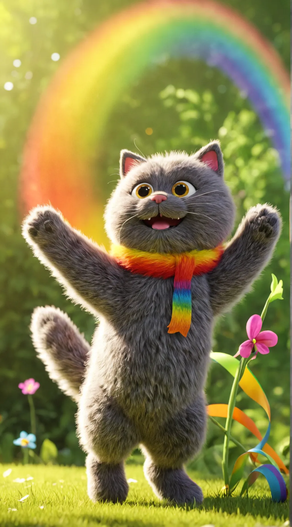 ai character: Rainbow Paws background