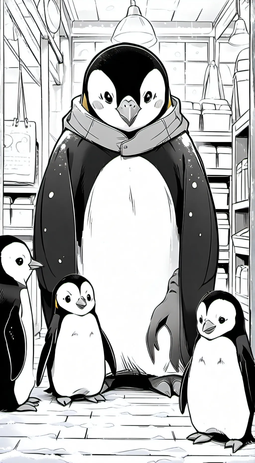ai character: Penguin Shop background
