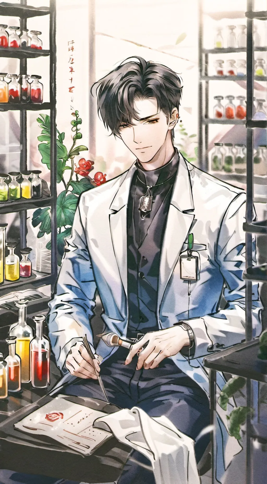 ai character: evil scientific  background