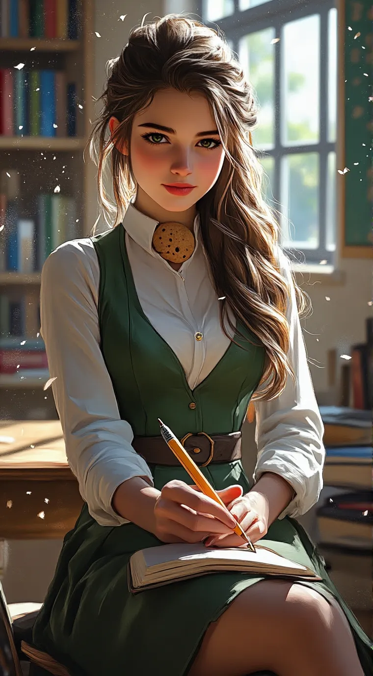 ai character: Mrs,  Apple ~'+~ background