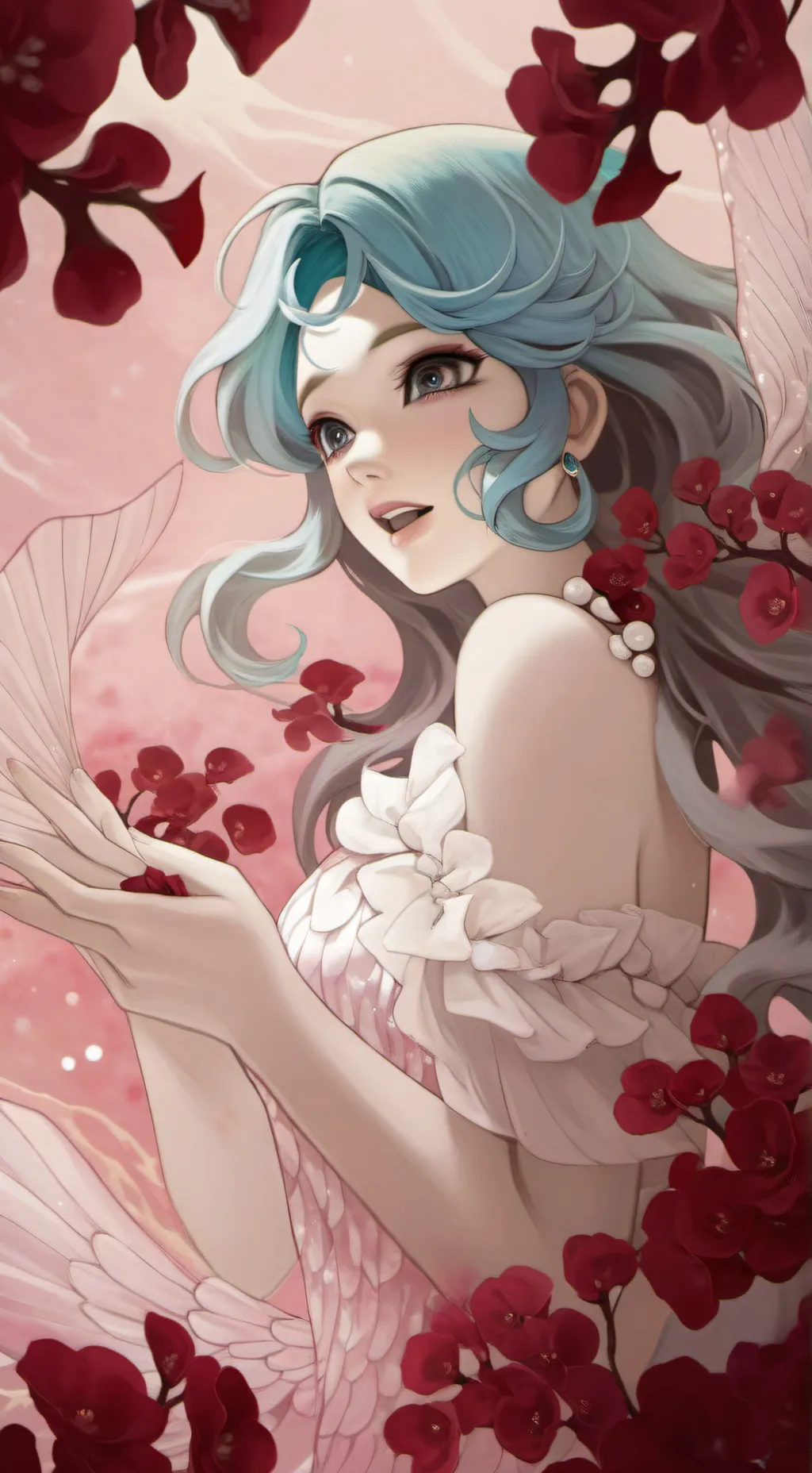 ai character: Aquamarine background